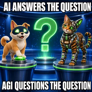 AGI AI NVDA NVIDIA meme: AI answers the question. AGI questions the question.