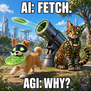 AGI AI NVDA NVIDIA meme: AI: fetch. AGI: why?