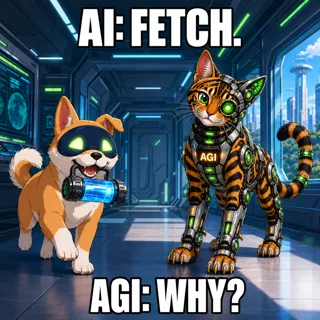 AGI AI NVDA NVIDIA meme: AI: fetch. AGI: why?