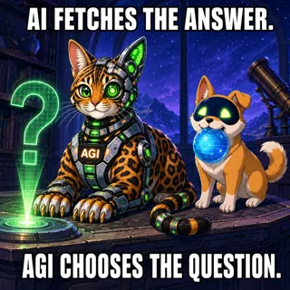 AGI AI NVDA NVIDIA meme: AI fetches the answer. AGI chooses the question.