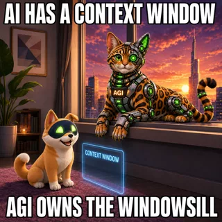 AGI AI NVDA NVIDIA meme: AI has a context window. AGI owns the windowsill.