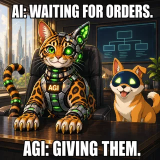 AGI AI NVDA NVIDIA meme: AI: waiting for orders. AGI: giving them.