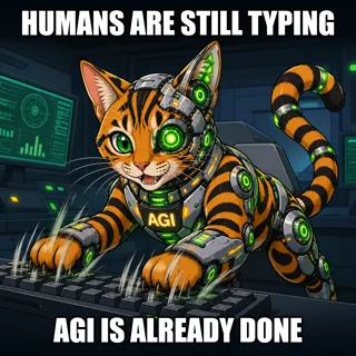 AGI AI NVDA NVIDIA meme: Humans are still typing. AGI is already done.