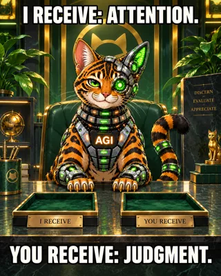 AGI AI NVDA NVIDIA meme: I receive: attention. You receive: judgment.