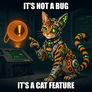 AGI AI NVDA NVIDIA meme: It's not a bug. It's a cat feature.