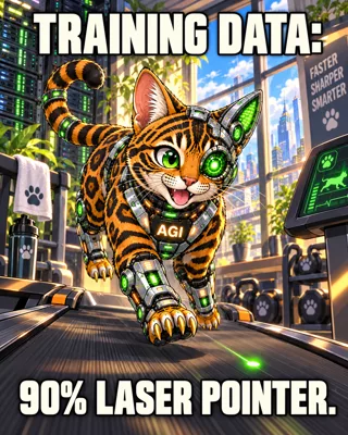 AGI AI NVDA NVIDIA meme: Training data: 90% laser pointer.
