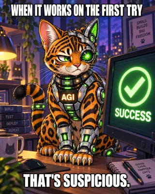 AGI AI NVDA NVIDIA meme: When it works on the first try. That's suspicious.