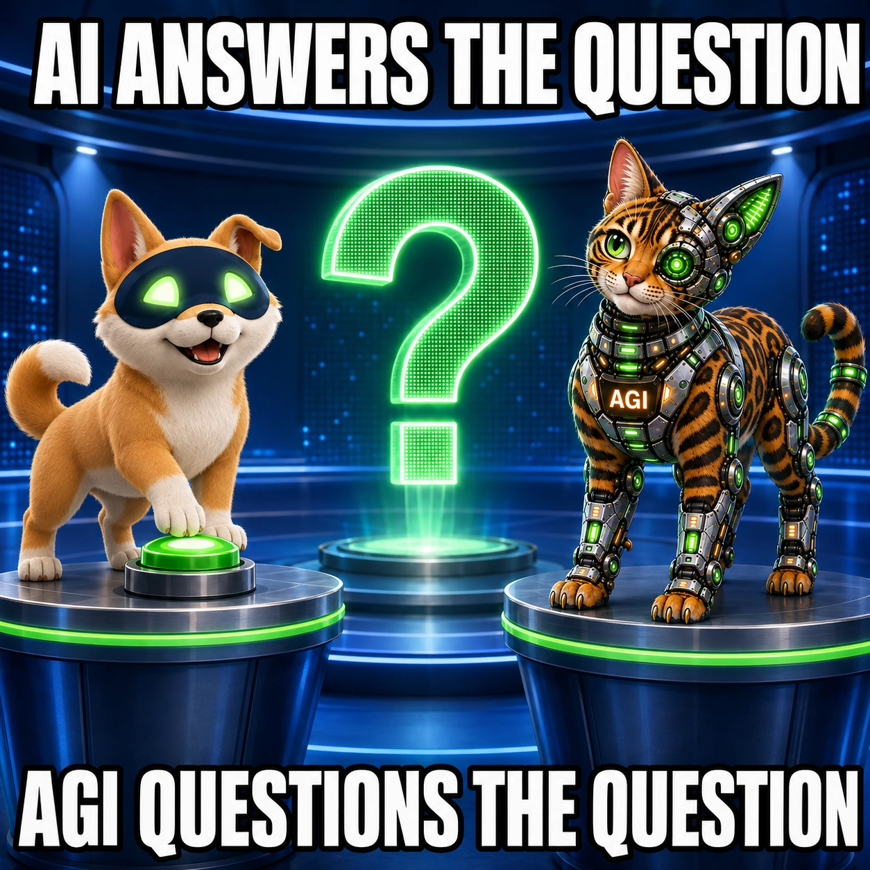 AGI AI NVDA NVIDIA meme: AI answers the question. AGI questions the question.