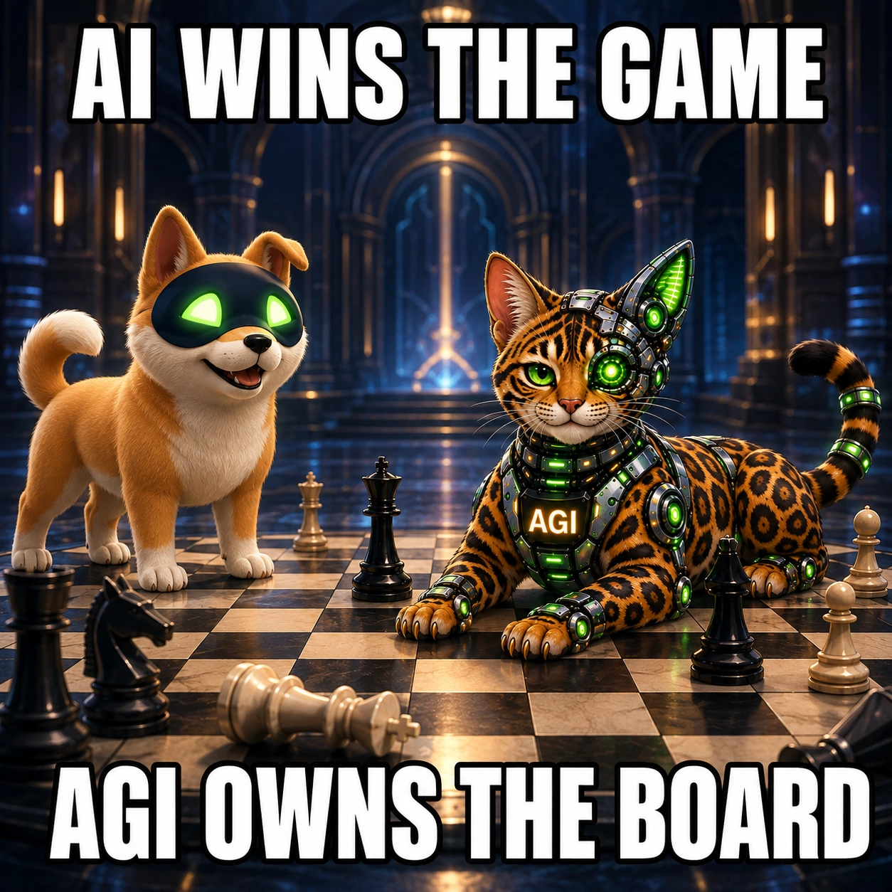 AGI AI NVDA NVIDIA meme: AI wins the game. AGI owns the board.