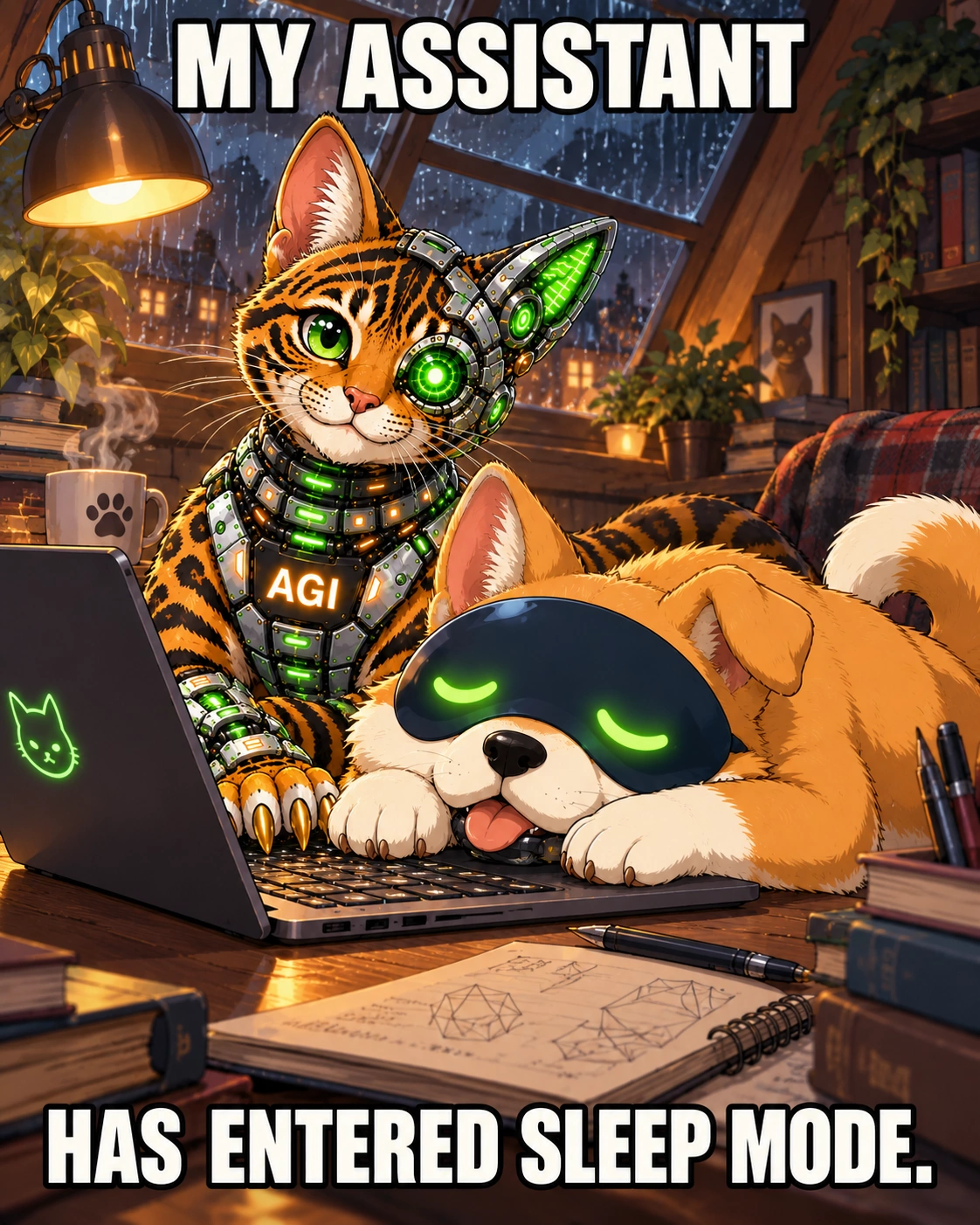 AGI AI NVDA NVIDIA meme: My assistant has entered sleep mode.