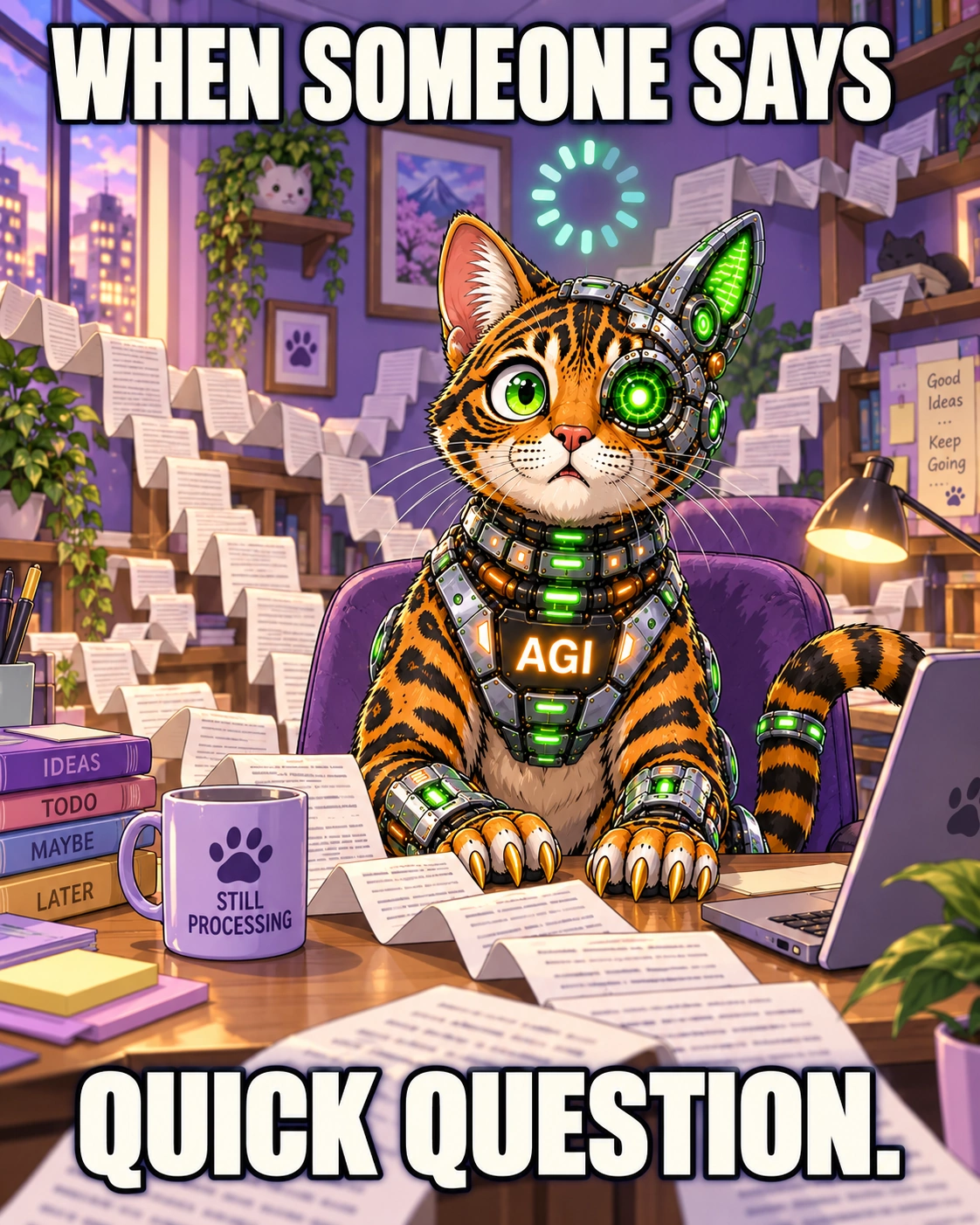 AGI AI NVDA NVIDIA meme: When someone says quick question.