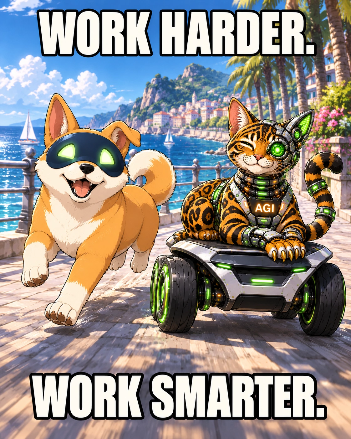AGI AI NVDA NVIDIA meme: Work harder. Work smarter.